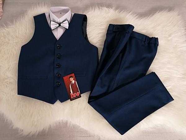 chlapčenský elegantný oblek IWO veľ. 146 - tmavomodrý 2
